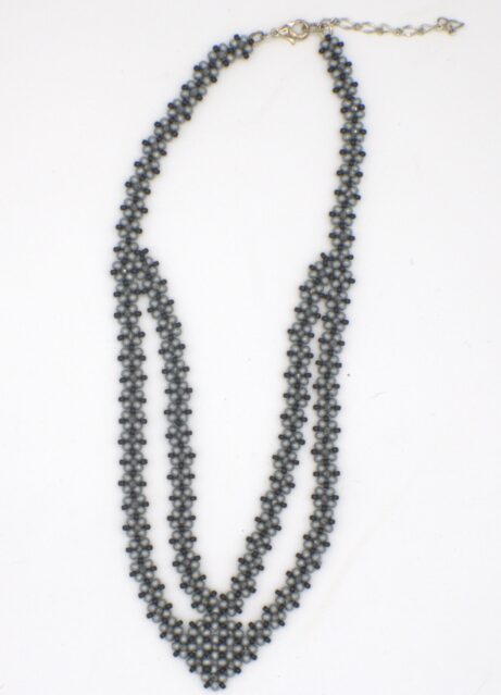 Blk & Gry V Shaped Square Necklace w/chain