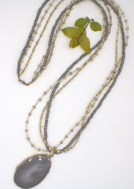 Multi strand geode slice necklace